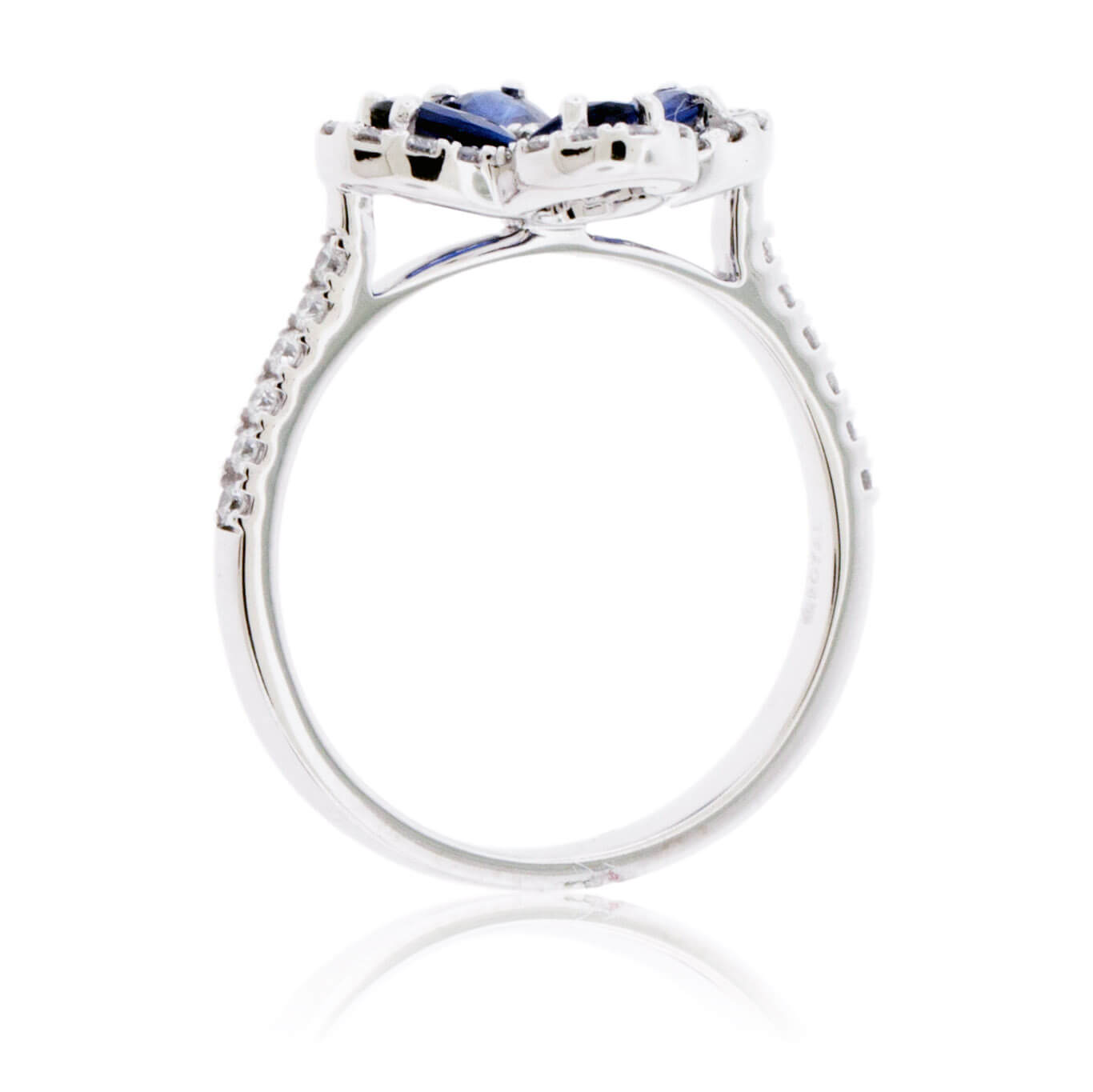 Four Oval Blue Sapphire Flower Style Ring with Diamonds - Park City Jewelers