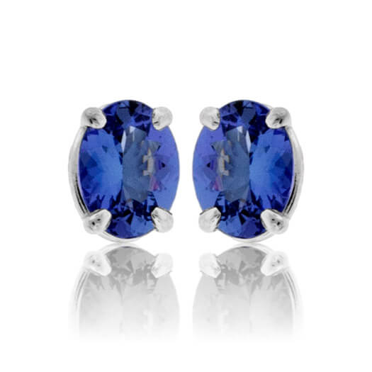 Four Prong Oval-Cut Tanzanite Stud Earrings - Park City Jewelers