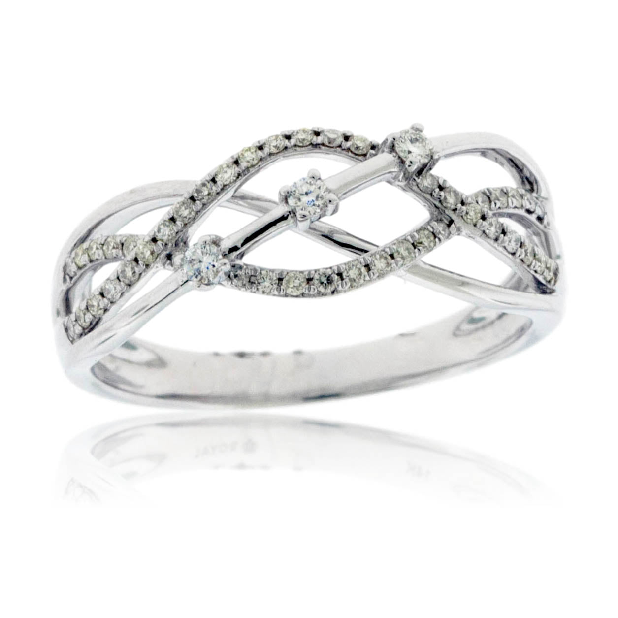 Four Row Intertwining White Gold Diamond Ring - Park City Jewelers