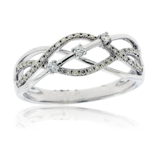 Four Row Intertwining White Gold Diamond Ring - Park City Jewelers