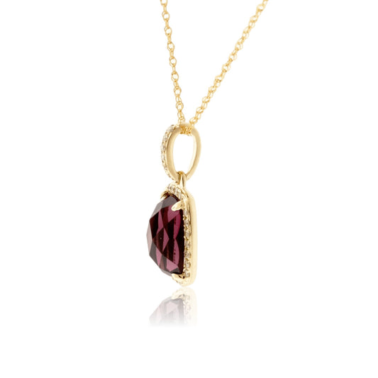 Garnet and Diamond Halo Style Pendant - Park City Jewelers