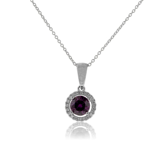 Garnet & Diamond Halo Pendant - Park City Jewelers