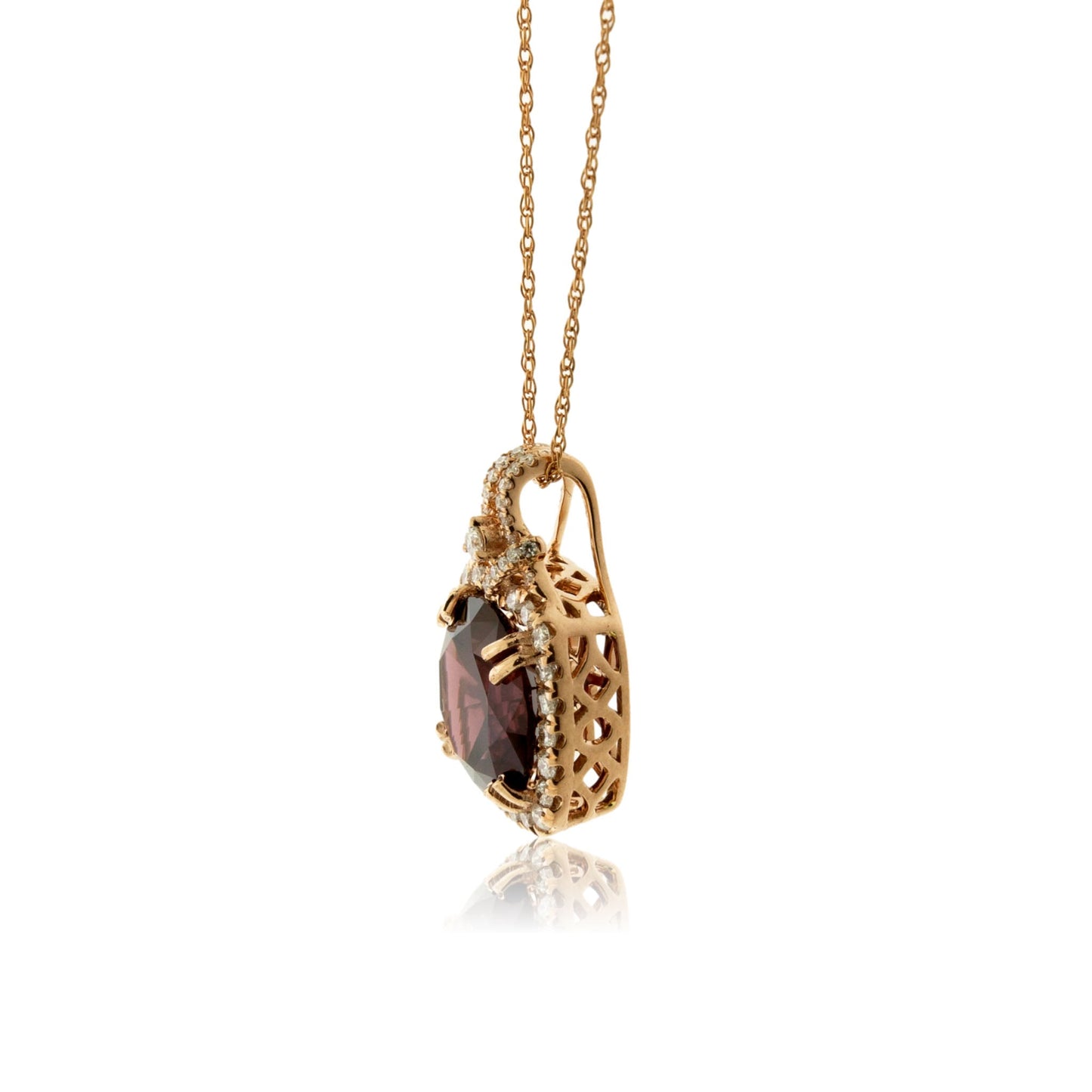 Garnet in Diamond Halo Pendant - Park City Jewelers