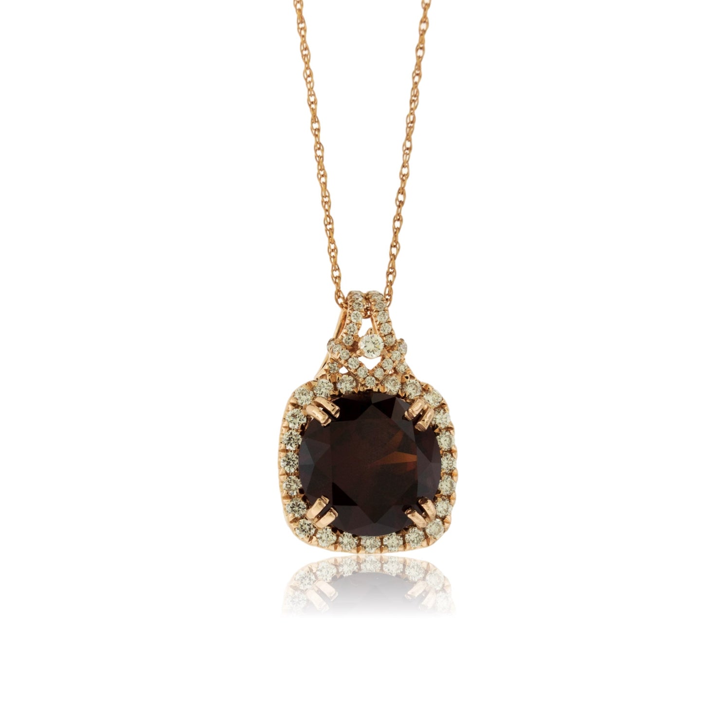 Garnet in Diamond Halo Pendant - Park City Jewelers