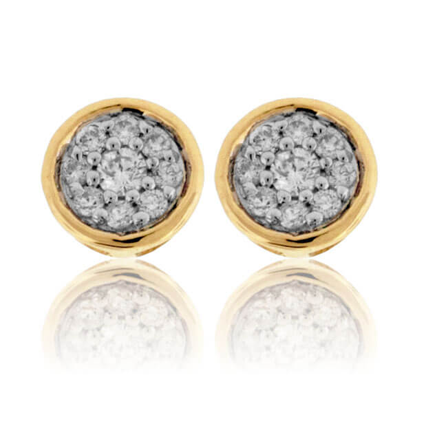 Gold Bezel Set Diamond Post Cluster Stud Earrings - Park City Jewelers