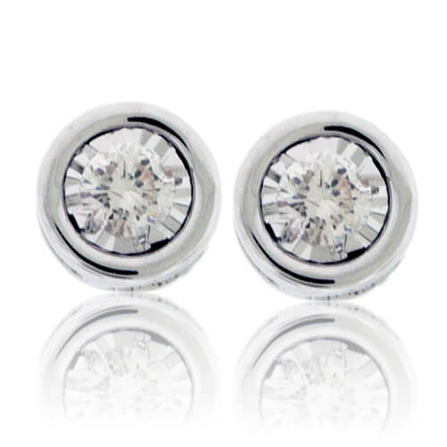 Bezel set diamond hot sale earrings white gold