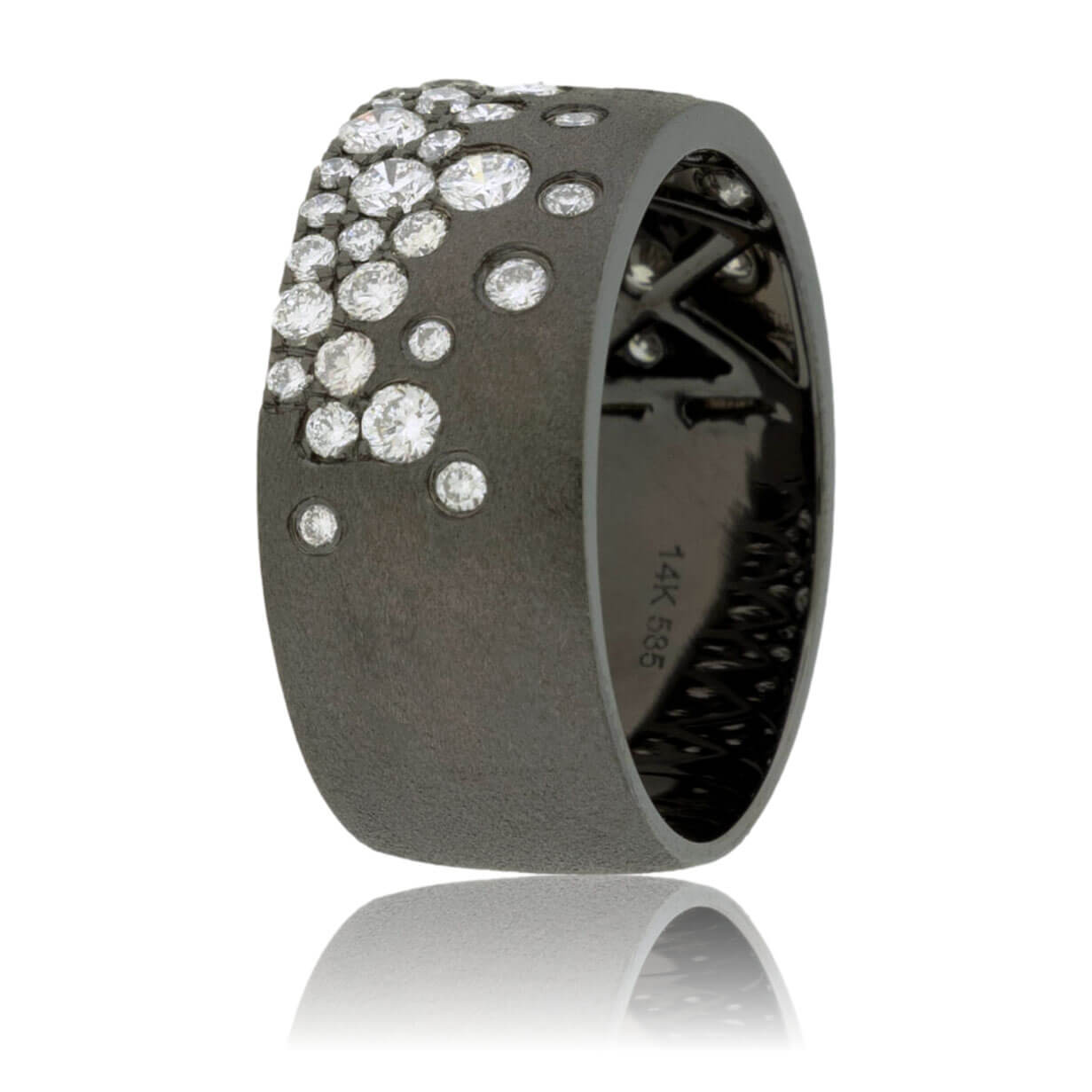 Gold Black Satin Finish Flush Set Diamond Ring - Park City Jewelers
