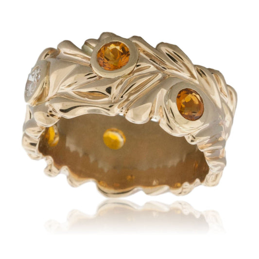 Gold Citrine and Diamond Bezel Set Ring - Park City Jewelers