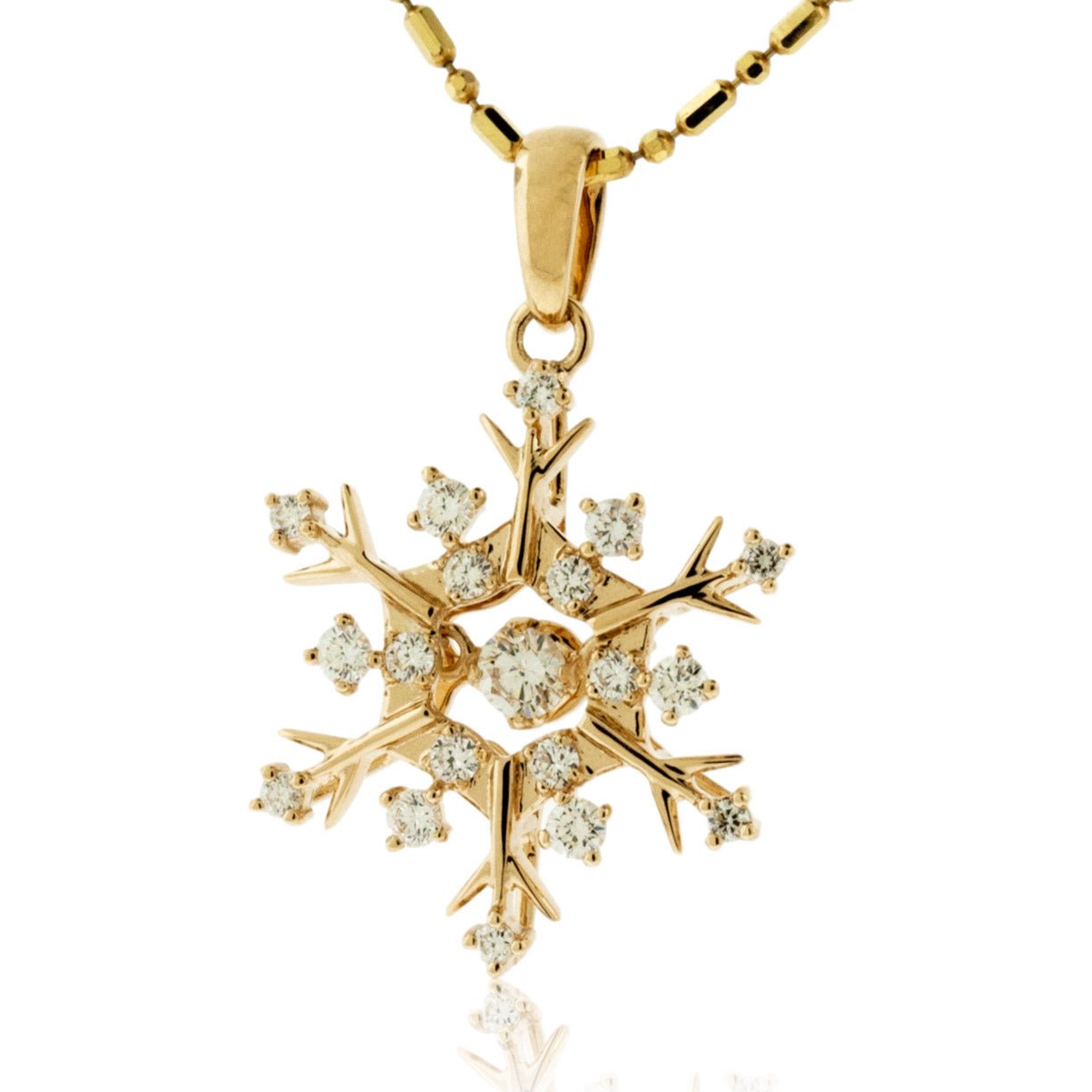 Gold Dancing Diamond Snowflake Necklace - Park City Jewelers