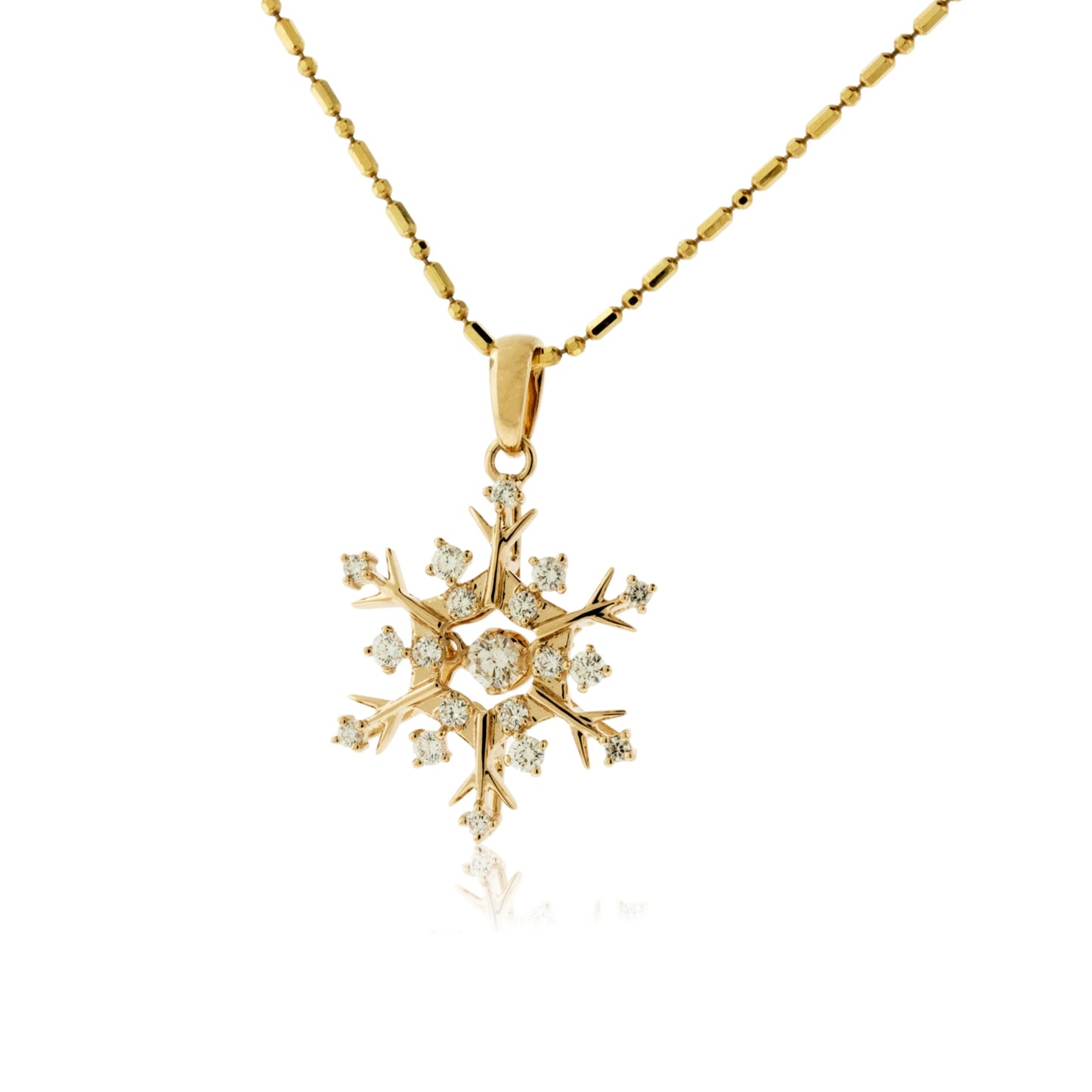 Gold Dancing Diamond Snowflake Necklace - Park City Jewelers