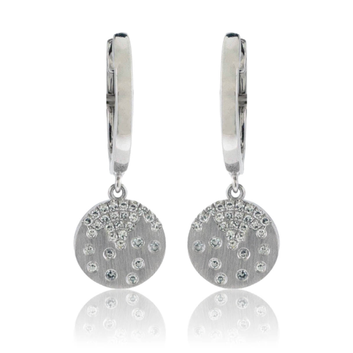 Gold Diamond Disc Dangle Earrings - Park City Jewelers