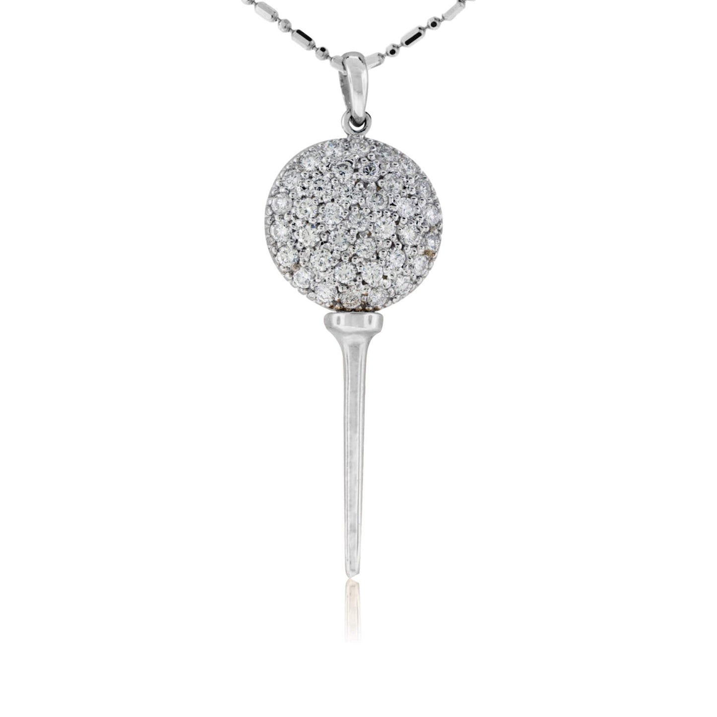 Gold Diamond Golf Ball on Tee Pendant - Park City Jewelers