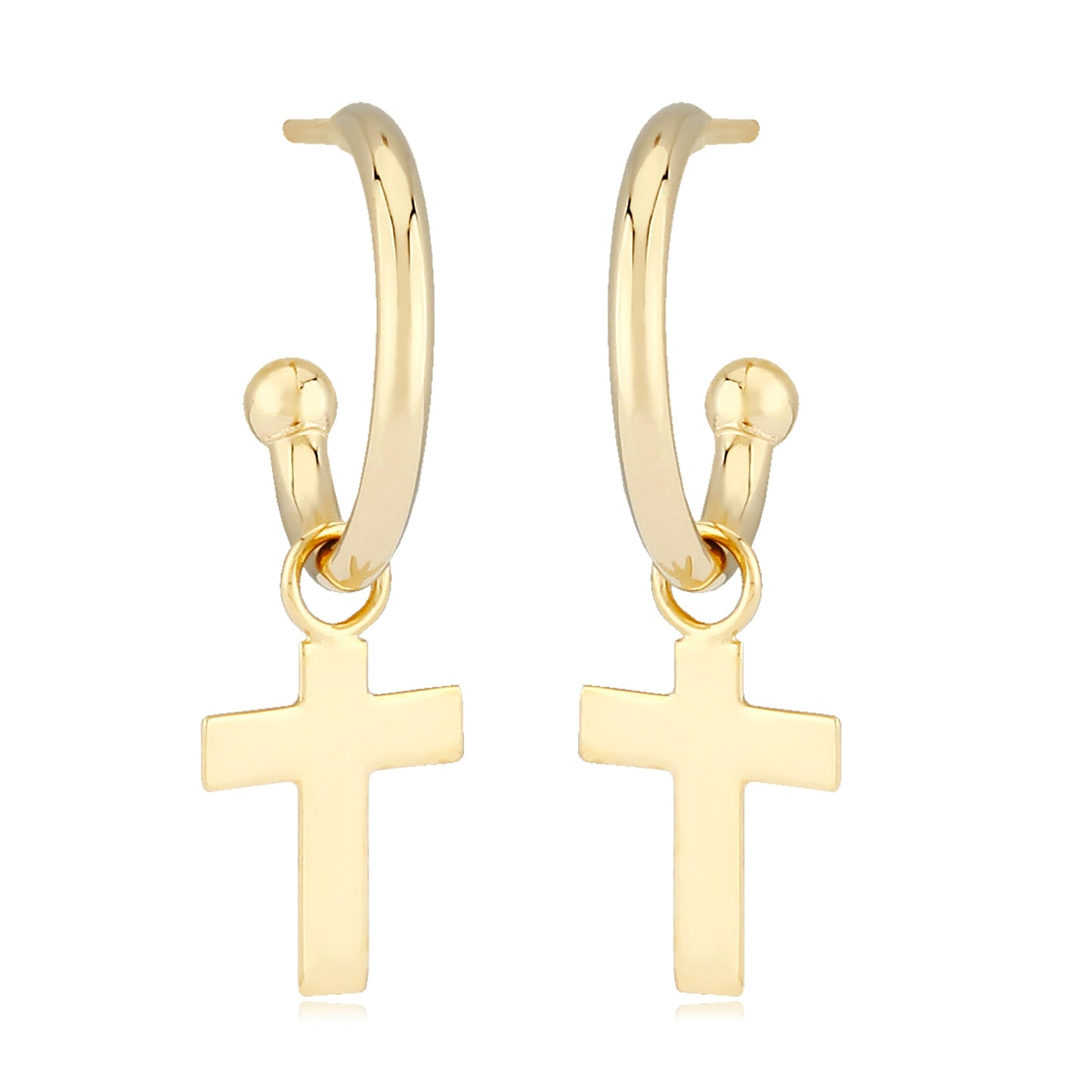 Gold Flat Cross Dangle Earrings - Park City Jewelers