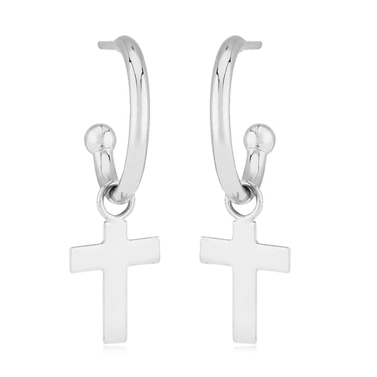 Gold Flat Cross Dangle Earrings - Park City Jewelers