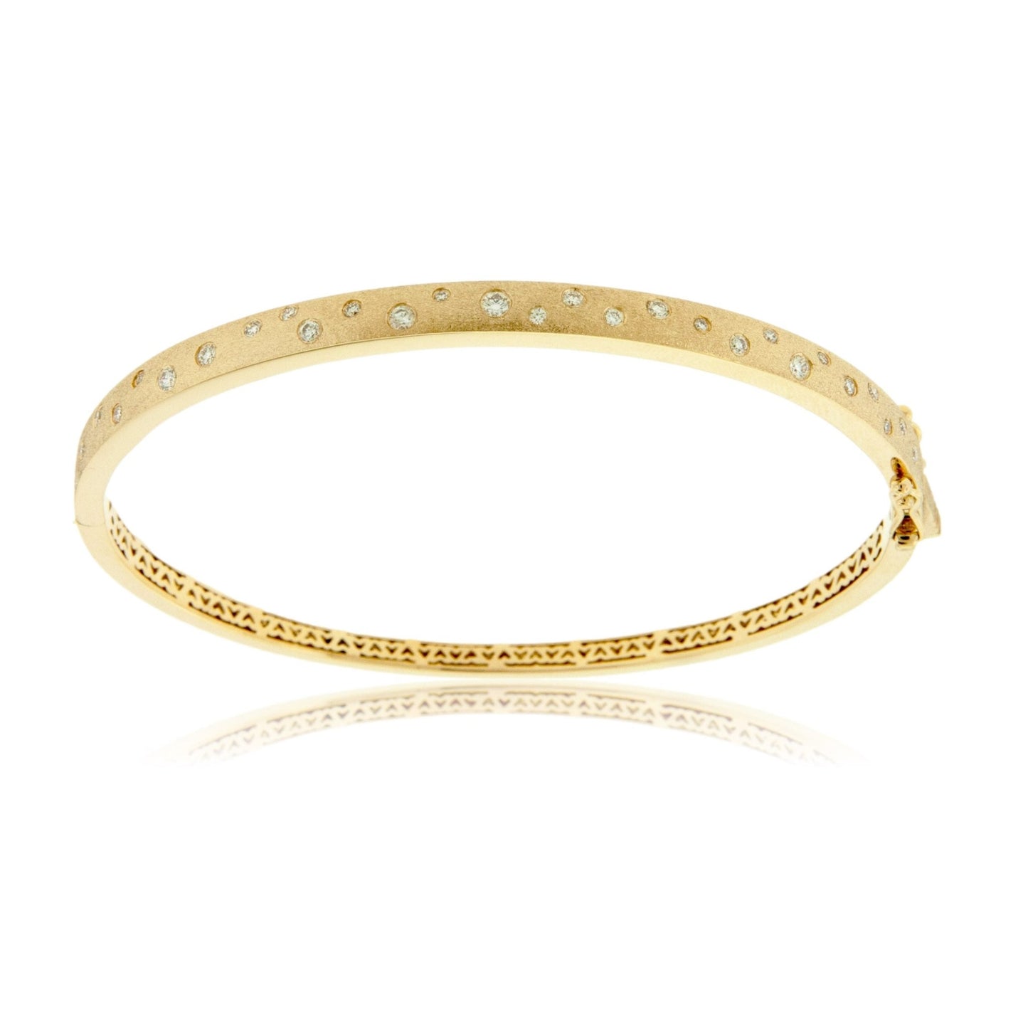 Gold Satin Finish Flush Set Diamond Bracelet - Park City Jewelers