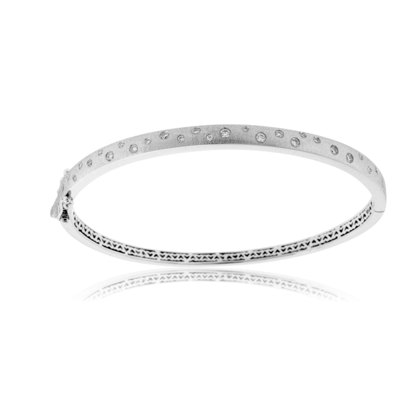Gold Satin Finish Flush Set Diamond Bracelet - Park City Jewelers