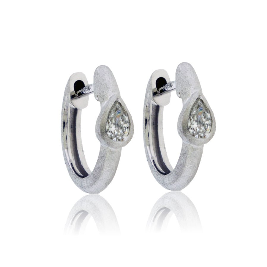 Gold Satin Finish Flush Set Diamond Earrings - Park City Jewelers
