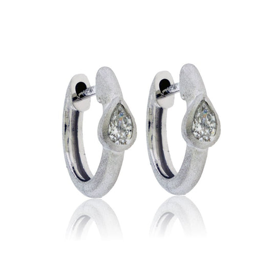 Gold Satin Finish Flush Set Diamond Earrings - Park City Jewelers