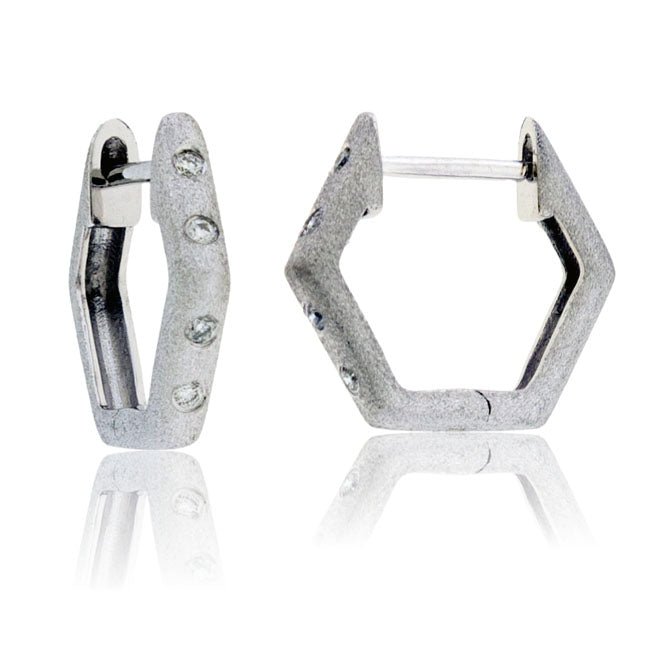 Gold Satin Finish Flush Set Diamond Earrings - Park City Jewelers