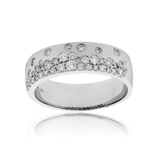 Gold Satin Finish Flush Set Diamond Ring - Park City Jewelers