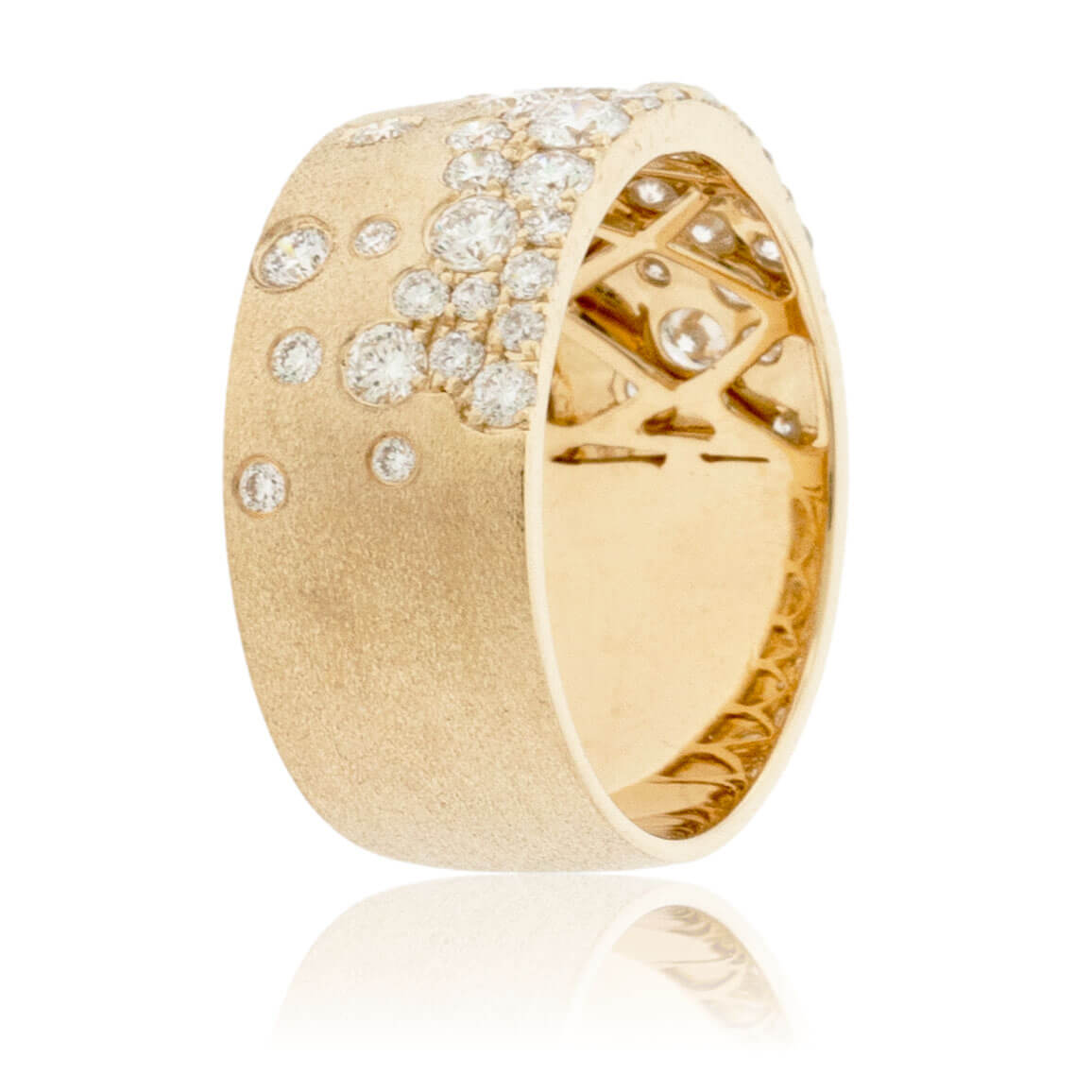 Gold Satin Finish Flush Set Diamond Ring - Park City Jewelers