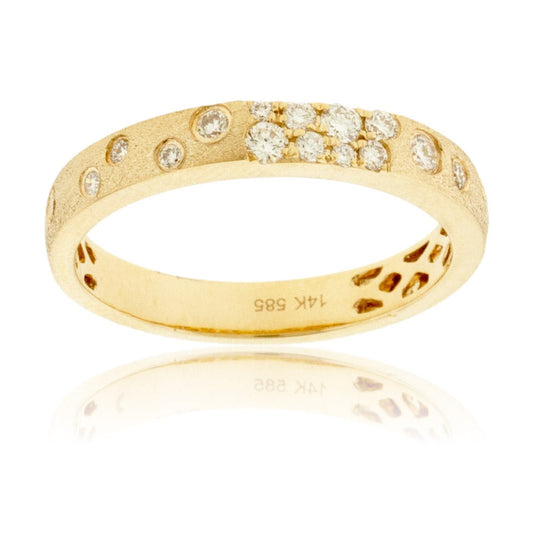 Gold Satin Finish Flush Set Diamond Ring - Park City Jewelers