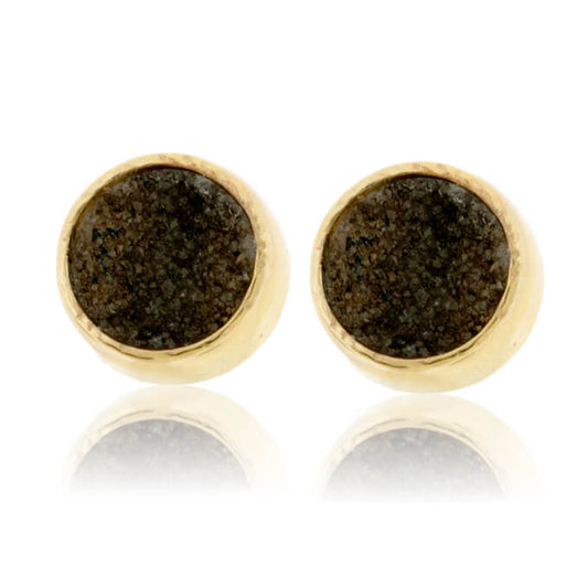 Gray Black Druzy Bezel Set Stud Earrings - Park City Jewelers