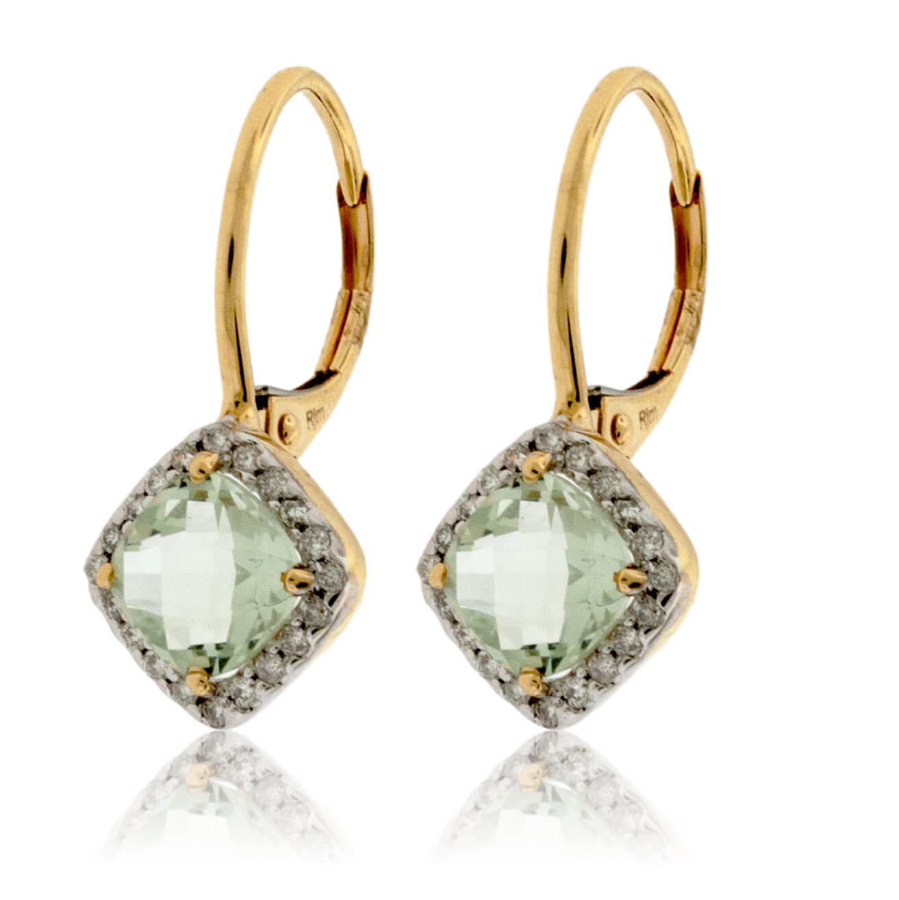 Green Amethyst and Diamond Dangle Earrings - Park City Jewelers