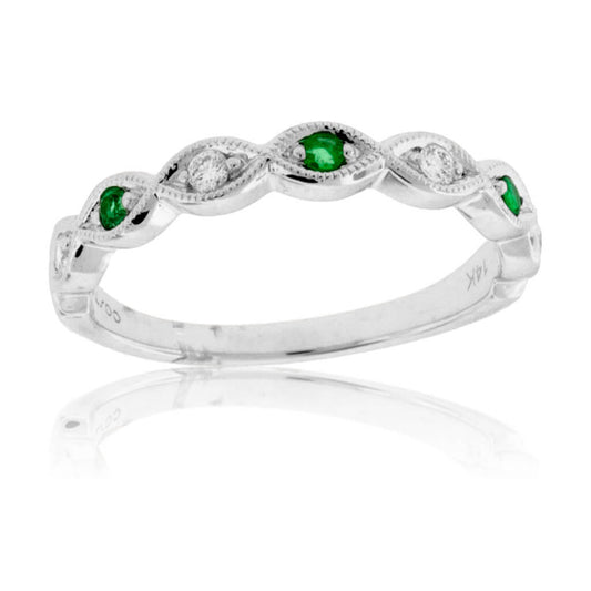 Green Emerald & Diamond Alternating Band - Park City Jewelers