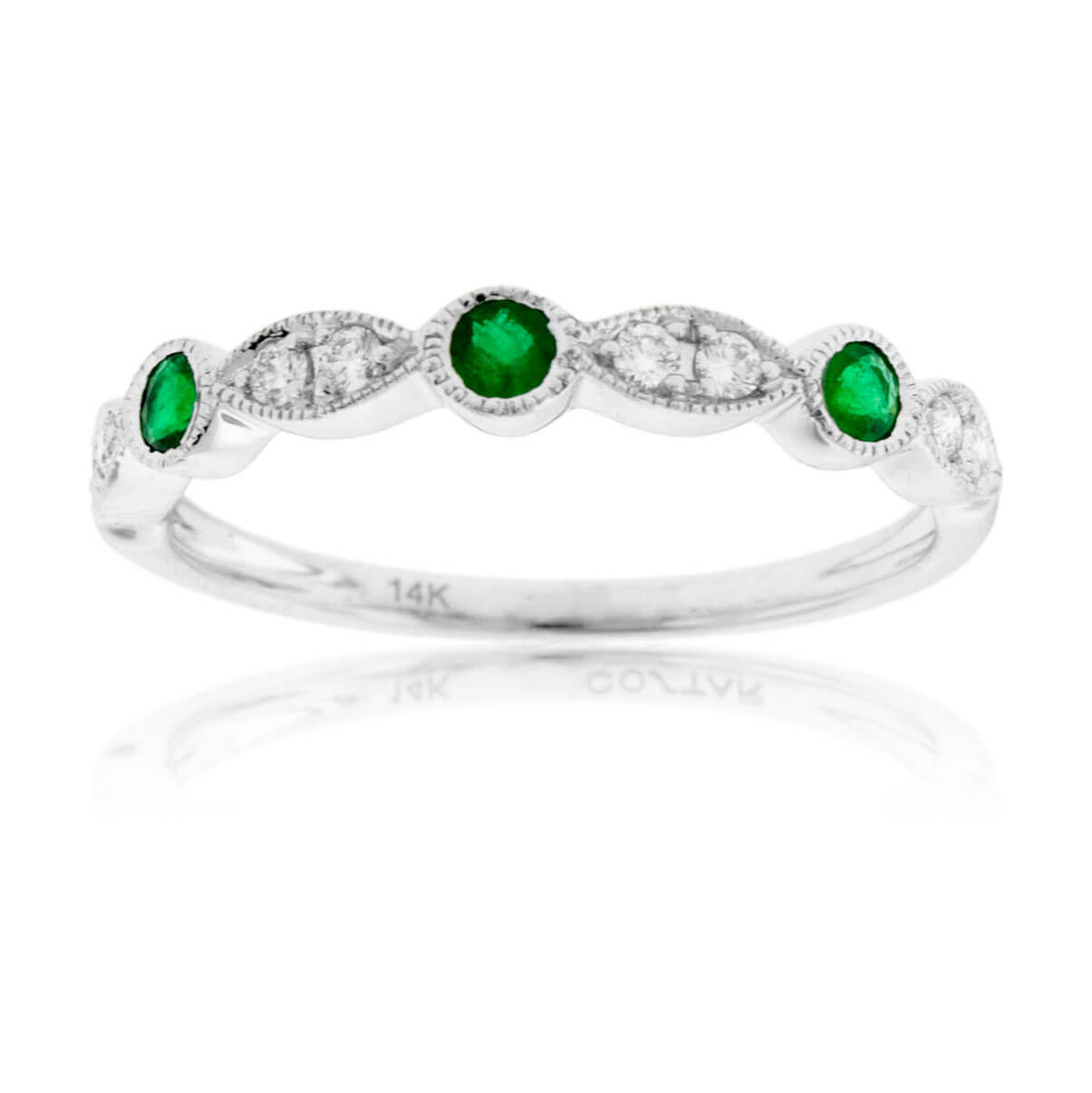 Green Emerald & Diamond Alternating Band - Park City Jewelers