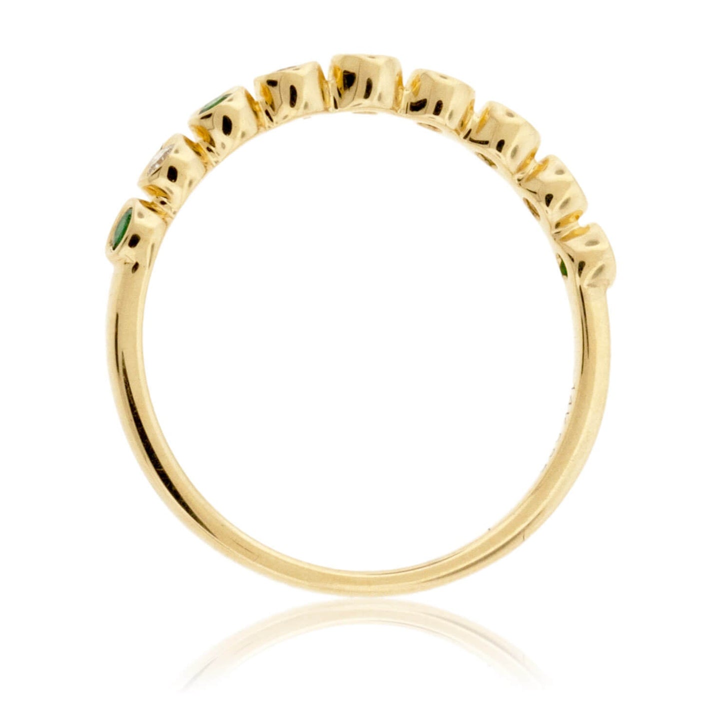 Green Emerald & Diamond Bezel Style Band - Park City Jewelers