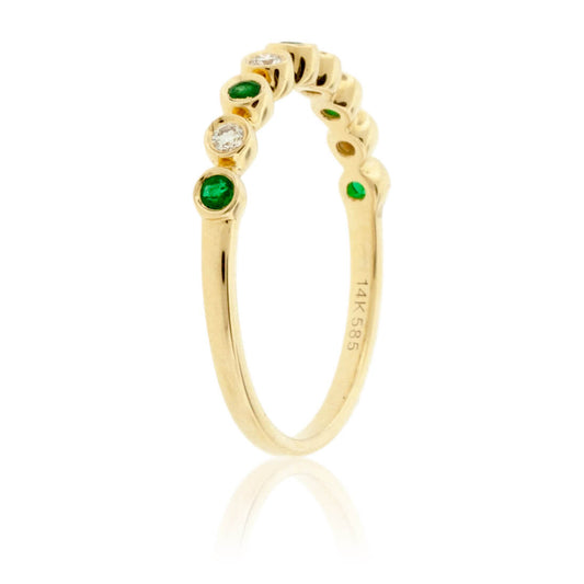 Green Emerald & Diamond Bezel Style Band - Park City Jewelers
