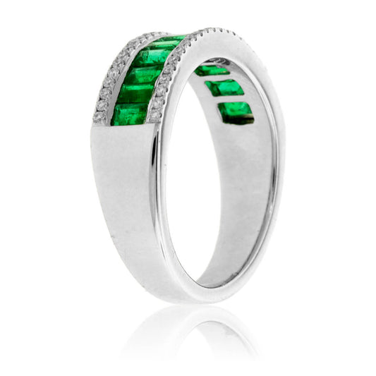 Green Emerald & Diamond Lined Band - Park City Jewelers