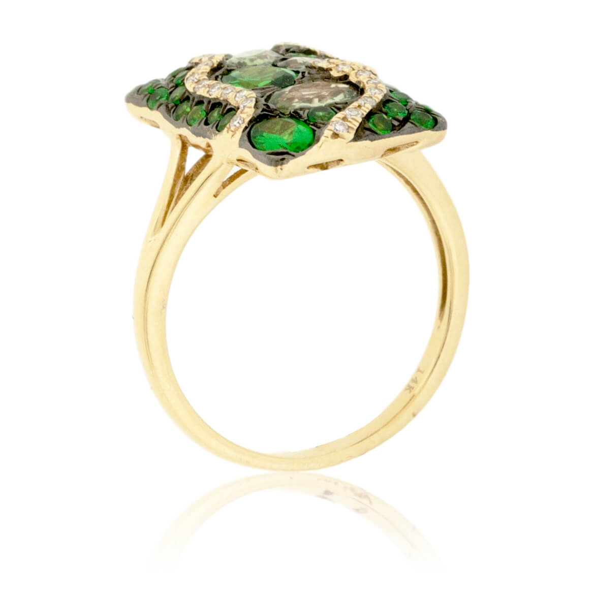 Green Sapphire, Diamond & Tsavorite Garnet Ring - Park City Jewelers