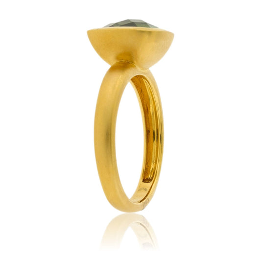 Green Tourmaline Cushion Cut Bezel Style Ring - Park City Jewelers
