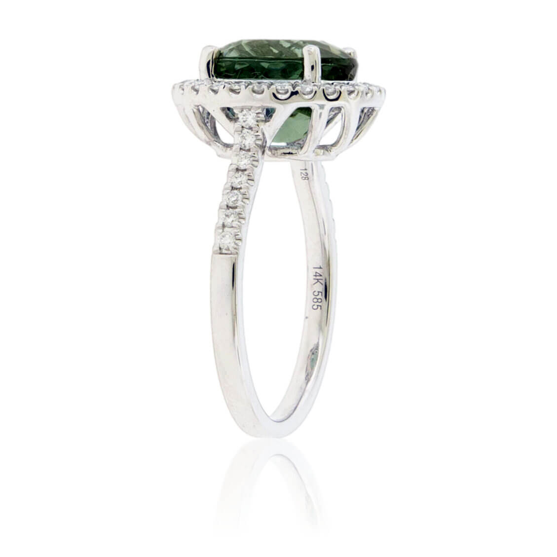Green Tourmaline & Diamond Halo Ring - Park City Jewelers