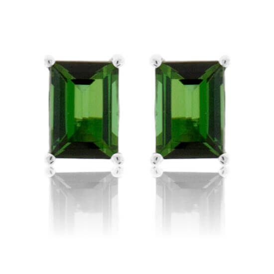 Green Tourmaline White Gold Stud Earrings - Park City Jewelers