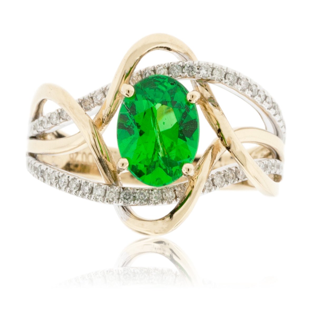 Green Tsavorite Garnet and Diamond Accented Ring - Park City Jewelers