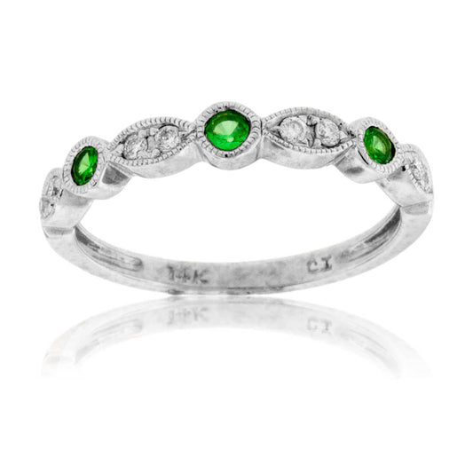 Green Tsavorite Garnet & Diamond Stackable Ring - Park City Jewelers