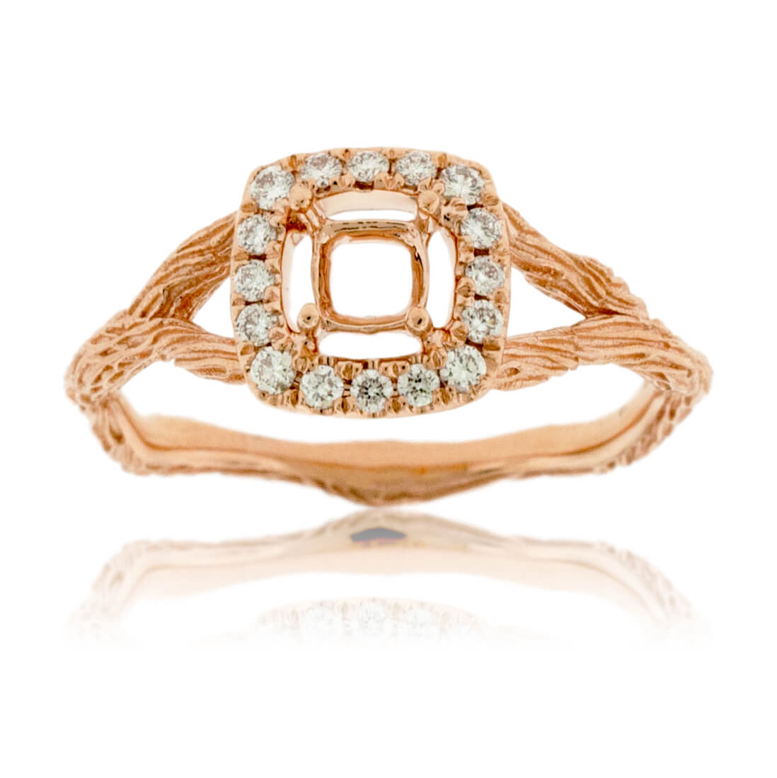 Halo Textured Style Semi Mount Diamond Ring - Park City Jewelers