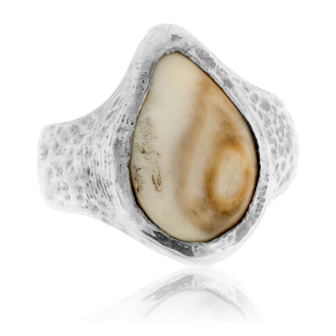 Hammered Simple Elk Ivory Ring - Park City Jewelers