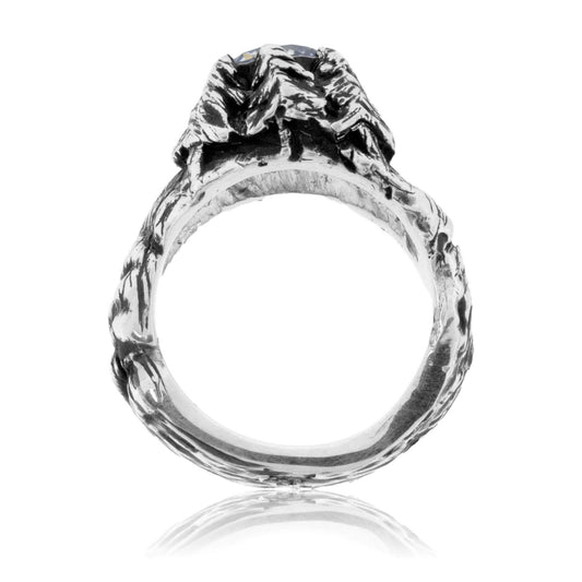 Hand Carved Mountain & Tree Inspired Engagement Ring - Park City Jewelers