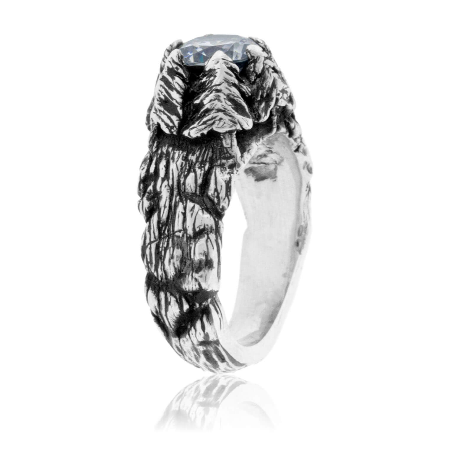 Hand Carved Mountain & Tree Inspired Engagement Ring - Park City Jewelers