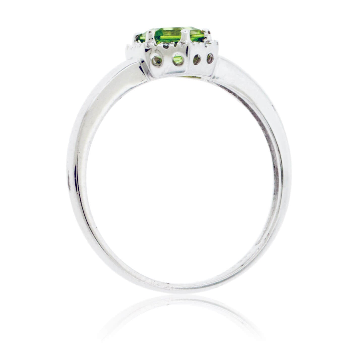 Hexagon Shaped Peridot and Diamond Halo Ring - Park City Jewelers