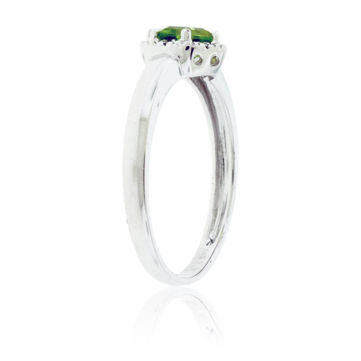 Hexagon Shaped Peridot and Diamond Halo Ring - Park City Jewelers