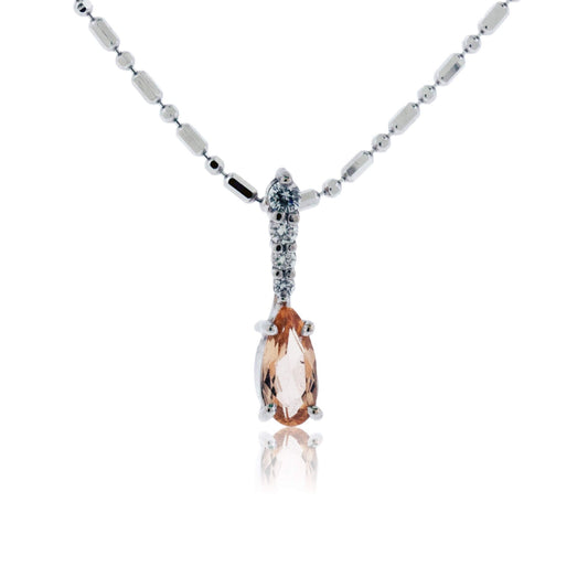 Imperial Topaz & Diamond Drop Pendant - Park City Jewelers