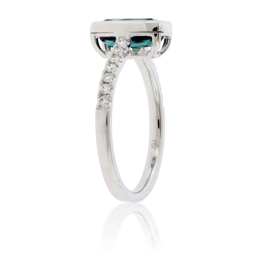 Indicolite Blue Green Tourmaline & Diamond Ring - Park City Jewelers