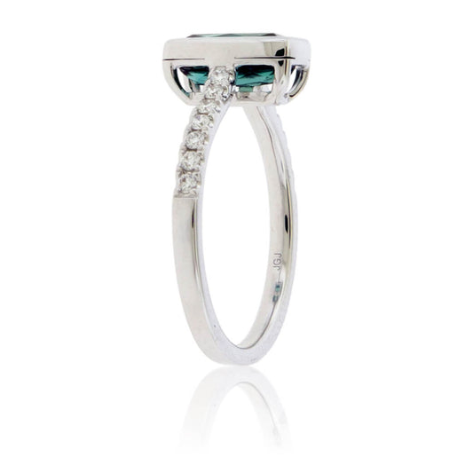 Indicolite Blue Green Tourmaline & Diamond Ring - Park City Jewelers