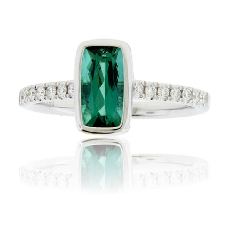 Indicolite Blue Green Tourmaline & Diamond Ring - Park City Jewelers