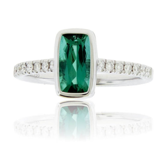 Indicolite Blue Green Tourmaline & Diamond Ring - Park City Jewelers